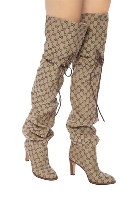 gucci boots heel|gucci print thigh high boots.